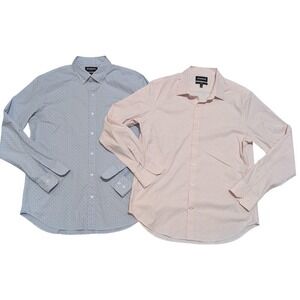 2 Bonobos Mens L Large Dress Shirts Floral Leaf Pink White & Polka Dot Blue Red